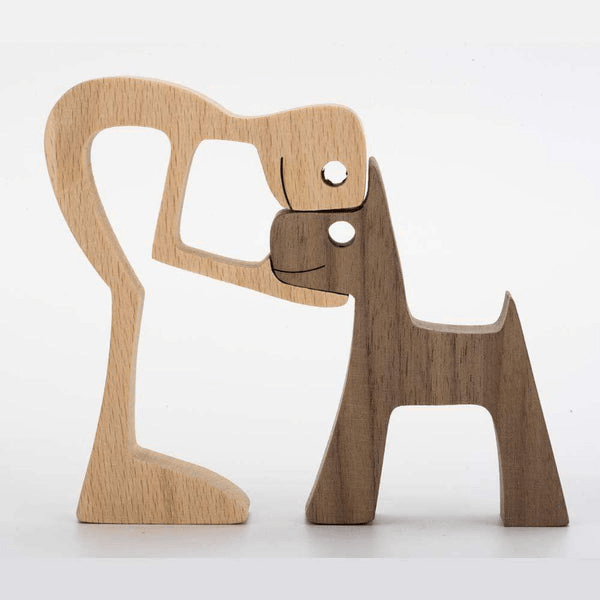 Personalized A Man With Pointy Ears Dog wood sculpture, main view