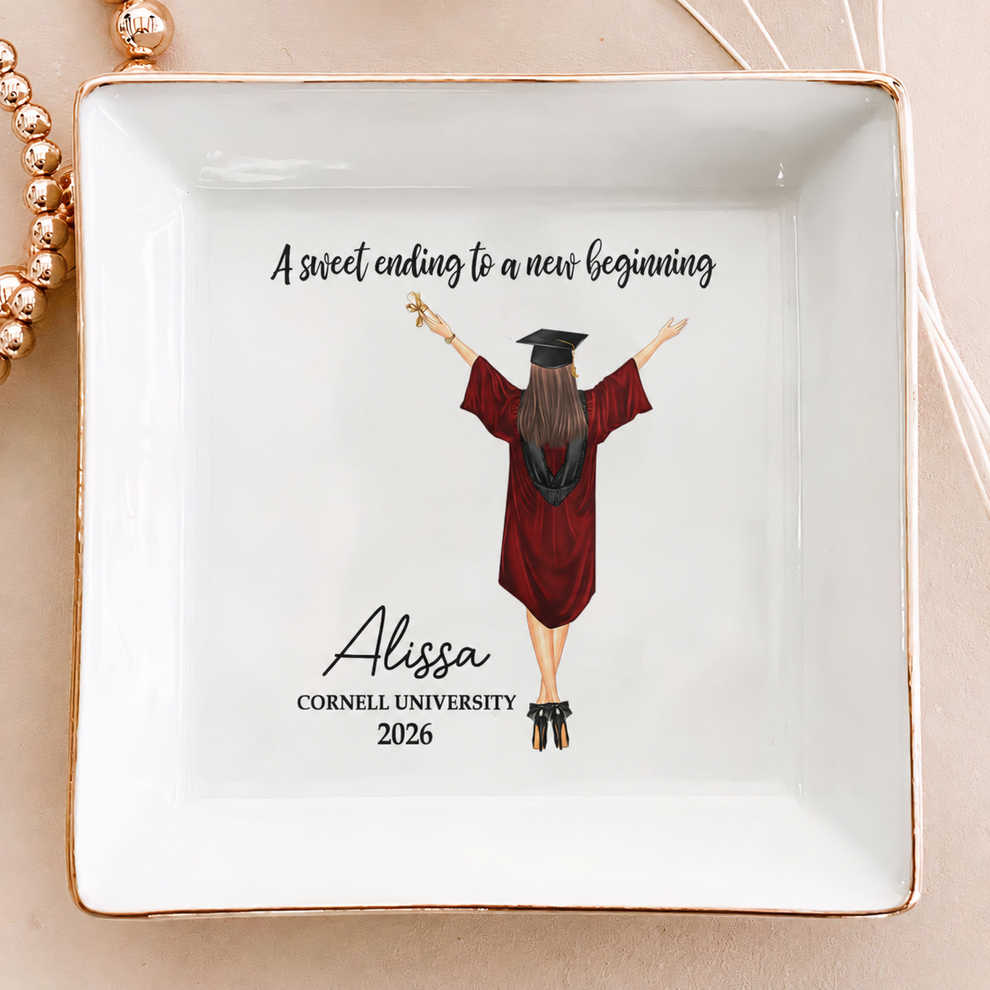 Personalized A Sweet Ending To A New Beginning jewelry dish, main view