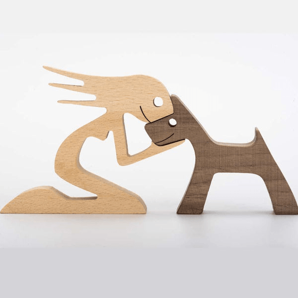 The Love Between You And Your Fur-Friend personalized wood sculpture, alternate view 2