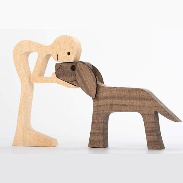 A Man With Floppy Ears Dog personalized wood sculpture, main view