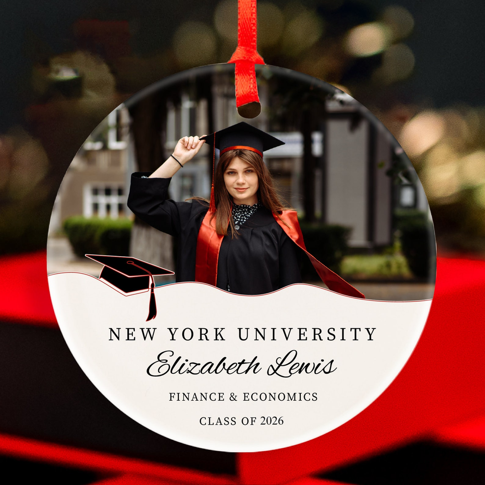 Custom Photo Graduation Ornament personalized circle ceramic ornament, main view