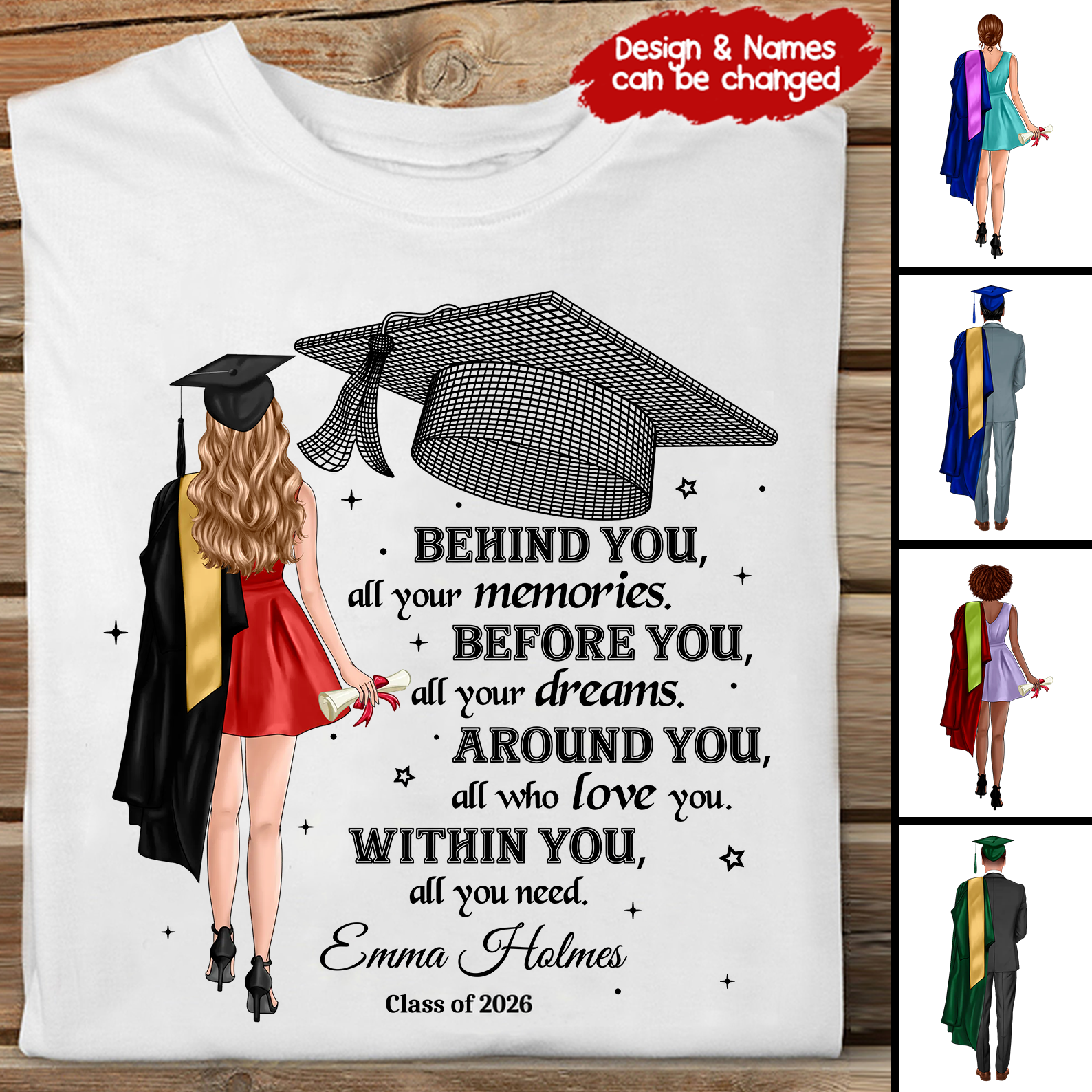 Personalized Behind You All Your Memories t-shirt, main view