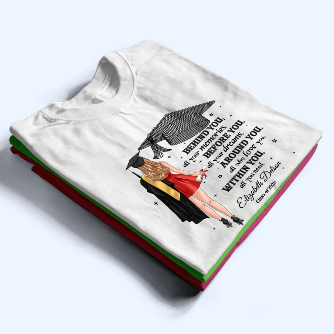Personalized Behind You All Your Memories t-shirt, alternate view 3