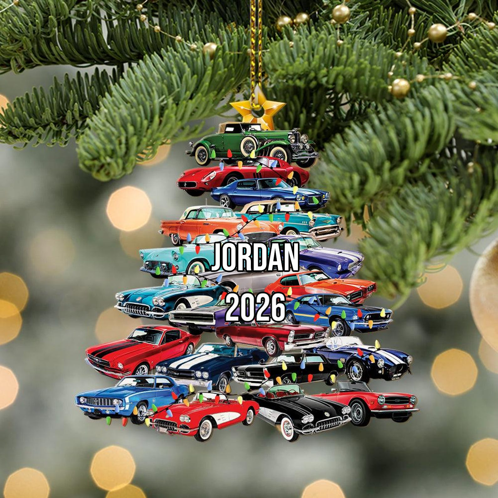 Christmas Car Tree Ornament - Personalized Custom Shaped Acrylic Ornament - Christmas Gift For Car Lovers