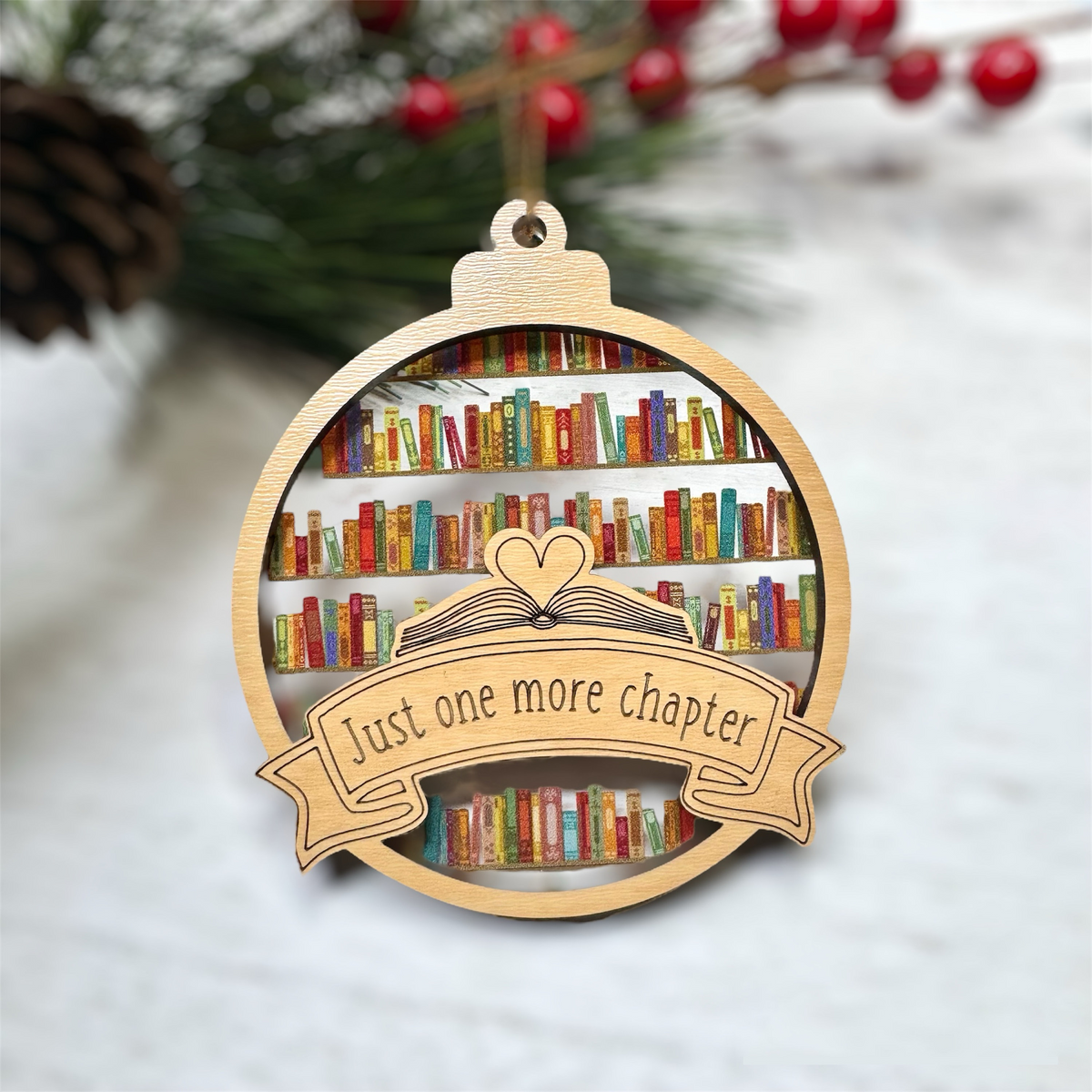 Just One More Chapter Book Lovers - Personalized Window Hanging Suncatcher Ornament - Christmas Gift For Book Lovers, Bookworms, Readers