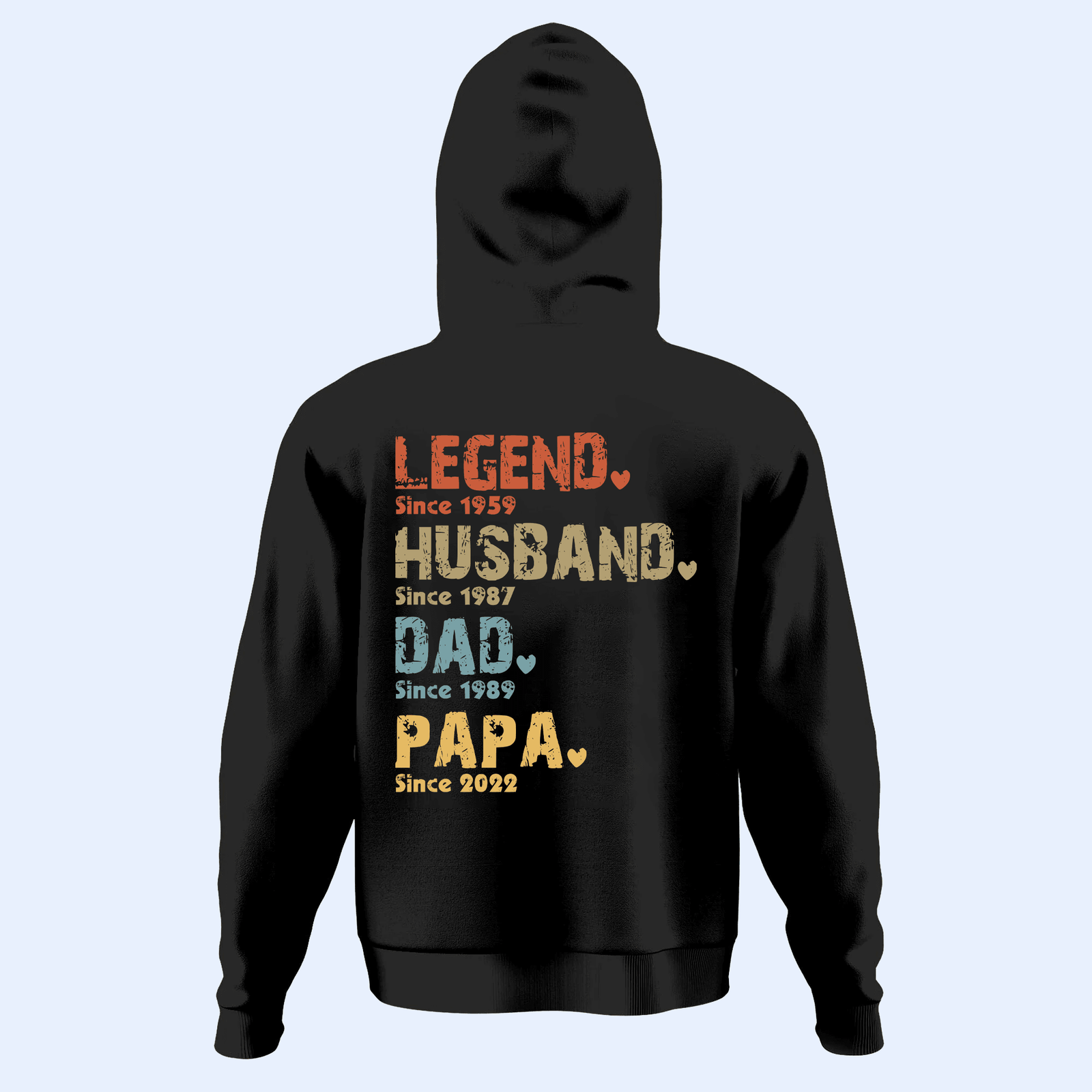 Legend, Husband, Dad, Grandpa: The Journey of a Lifetime - Personalized Custom Year Back Printed T Shirt - Father's Day, Birthday Gift for Dad, Grandpa, Husband, Daddy, Dada, Papa, Dad Jokes - Suzitee Store