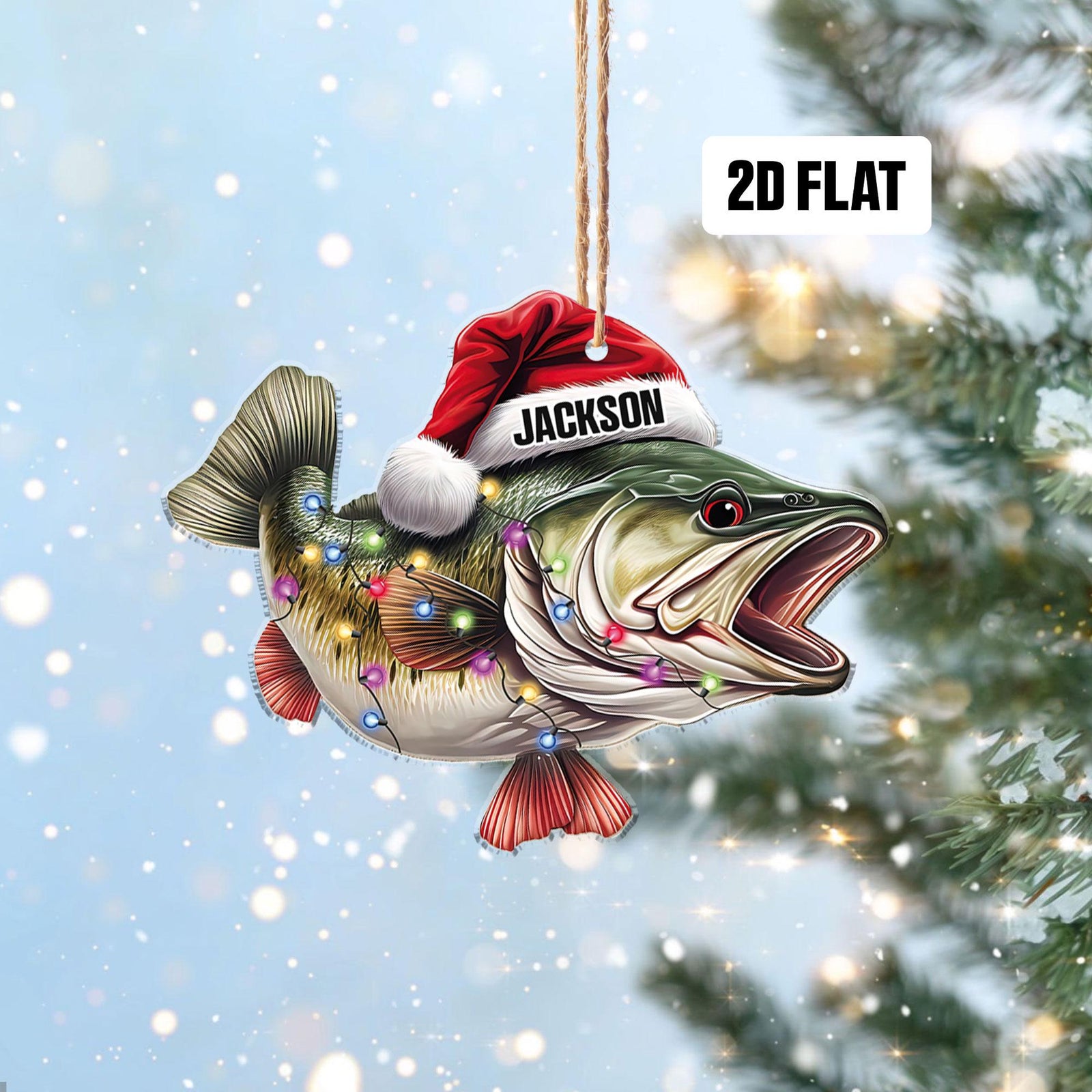 Bass Fish 2D Flat Ornament - Personalized Custom Shaped Acrylic Ornament - Christmas Gift For Him, for Dad, Fishing Lovers
