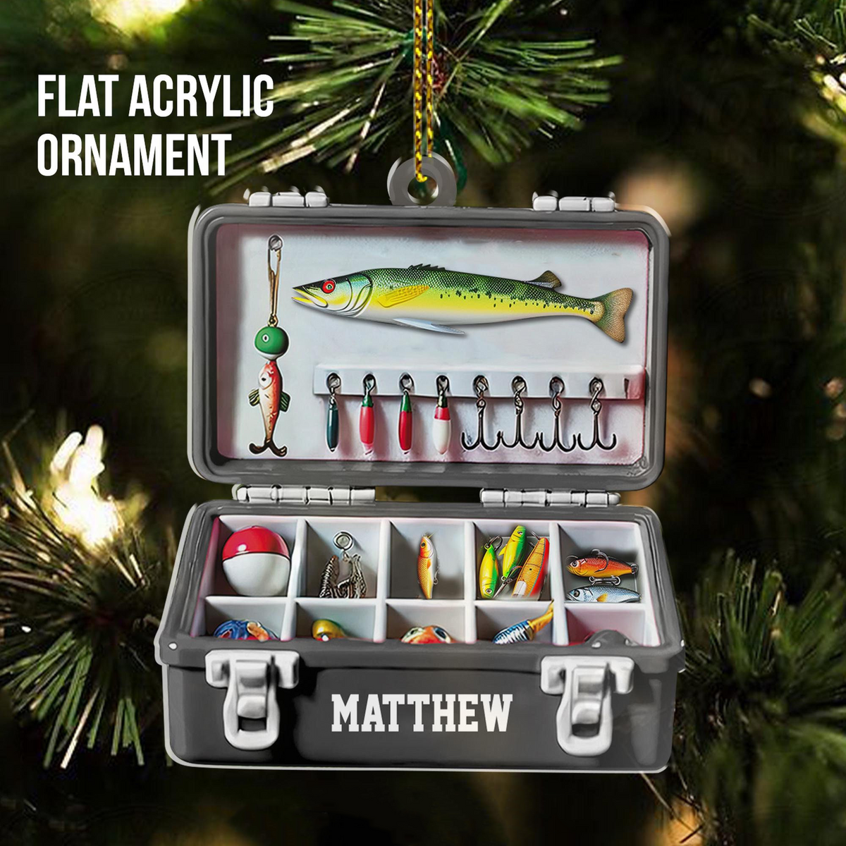 Fishing Tackle Box Ornament - Personalized Custom Shaped Acrylic Ornament - Christmas Gift For Him, for Dad, Fishing Lovers