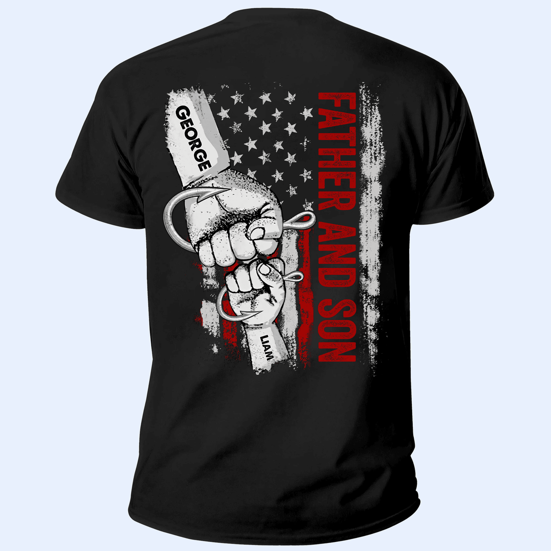 Personalized We Hooked The Best Dad Raised Fist Bump t-shirt, alternate view 2