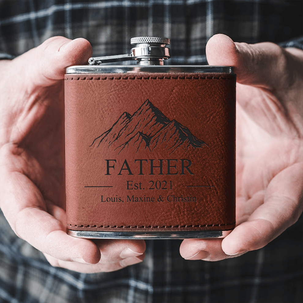 Personalized Established Father hip flask, main view