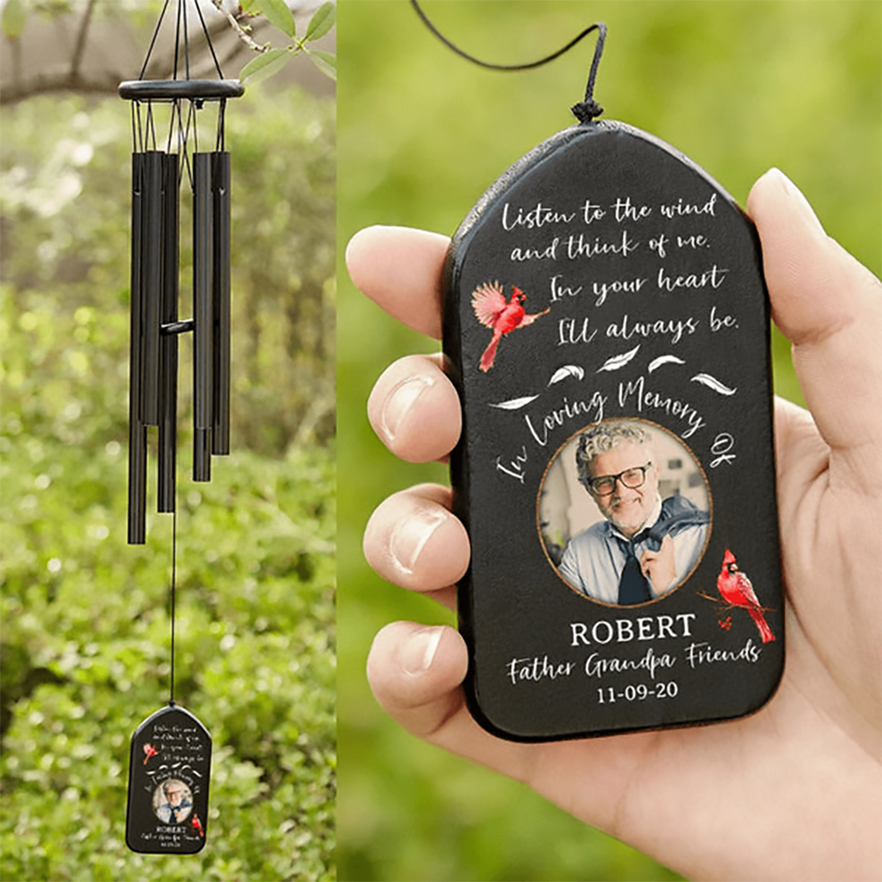 Custom Photo In Loving Memory Of You personalized wind chime, main view