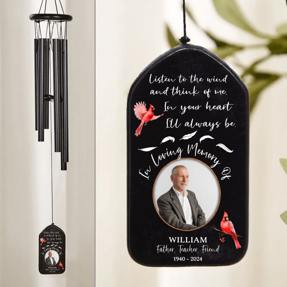 Custom Photo In Loving Memory Of You personalized wind chime, alternate view 3