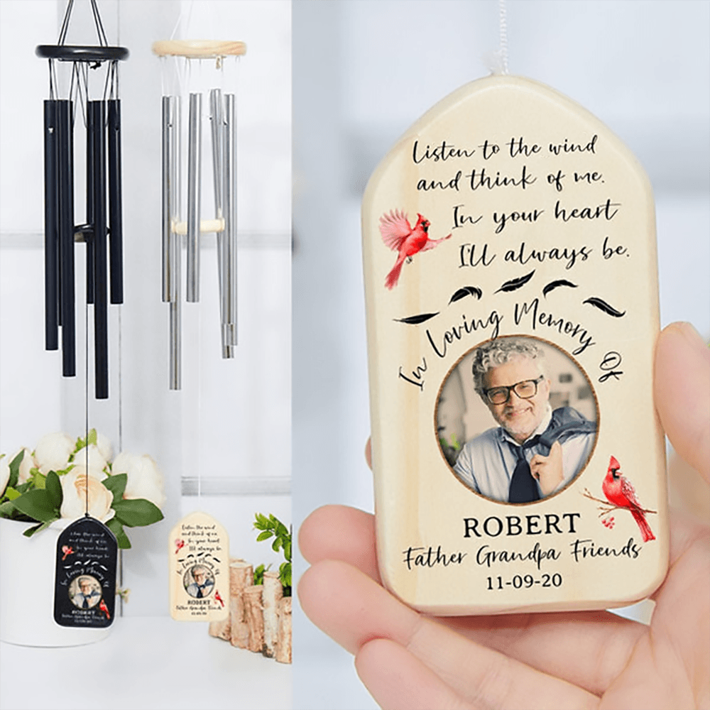 Custom Photo In Loving Memory Of You personalized wind chime, alternate view 4