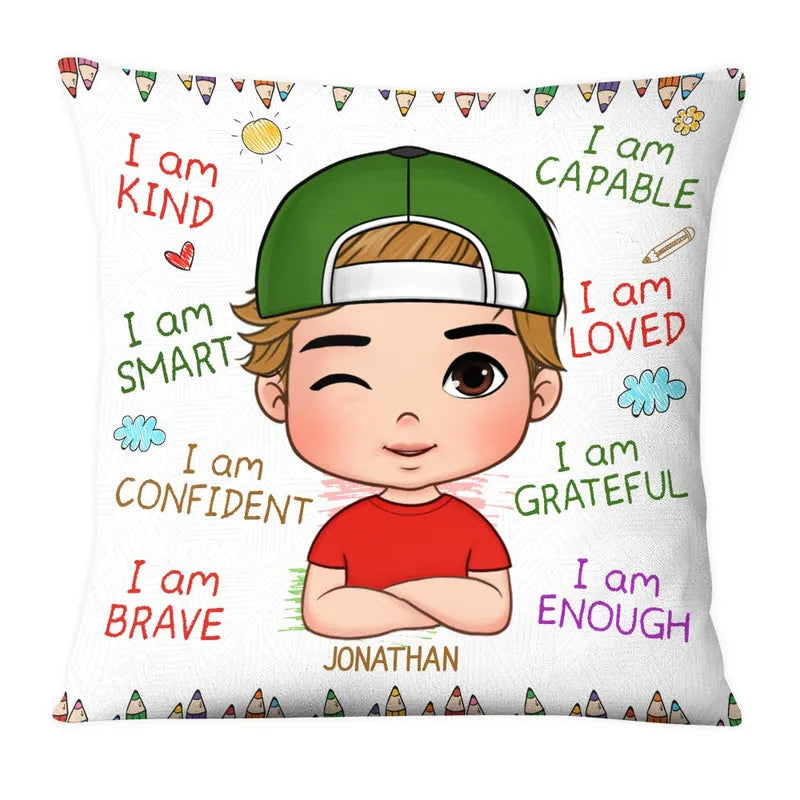 I Am Kind, Smart, Loved personalized pillow, main view