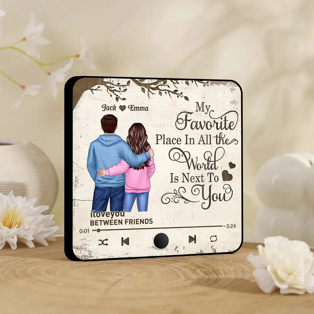 My Favorite Place In All The World - Couple Personalized Music Fridge Magnet - Anniversary & Valentine's Gift for Her/Him, Husband/Wife, Couples