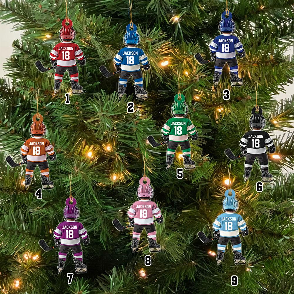 Ice Hockey Christmas - Personalized Custom Shaped Acrylic Ornament - Christmas Gift for Hockey Player, Hockey Lover, Son/Daughter, Grandkids
