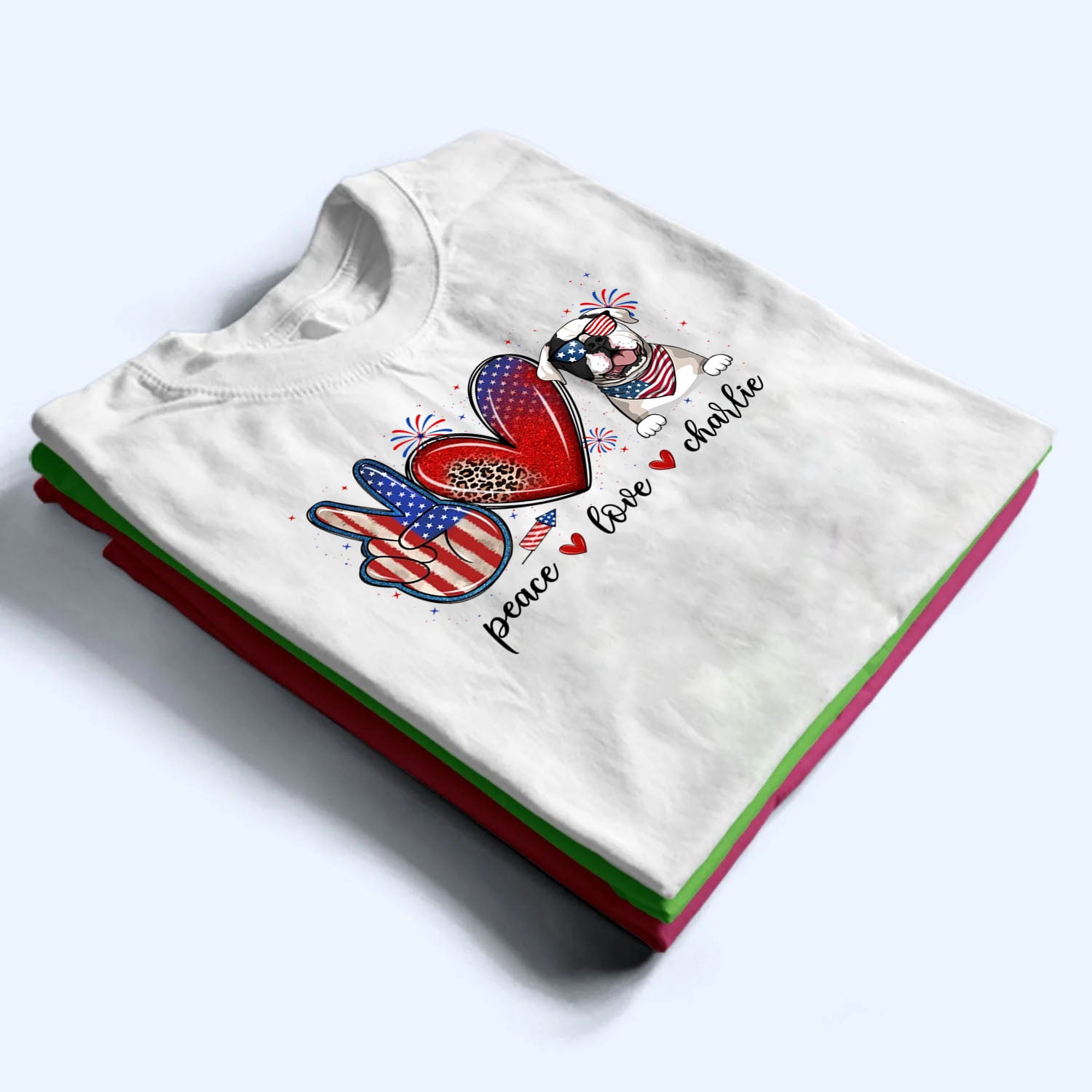 Peace Love Dogs USA Flag Pattern - Personalized Custom Shirt - 4th Of July Gift For Dog Mom, Dog Dad, Dog Lovers