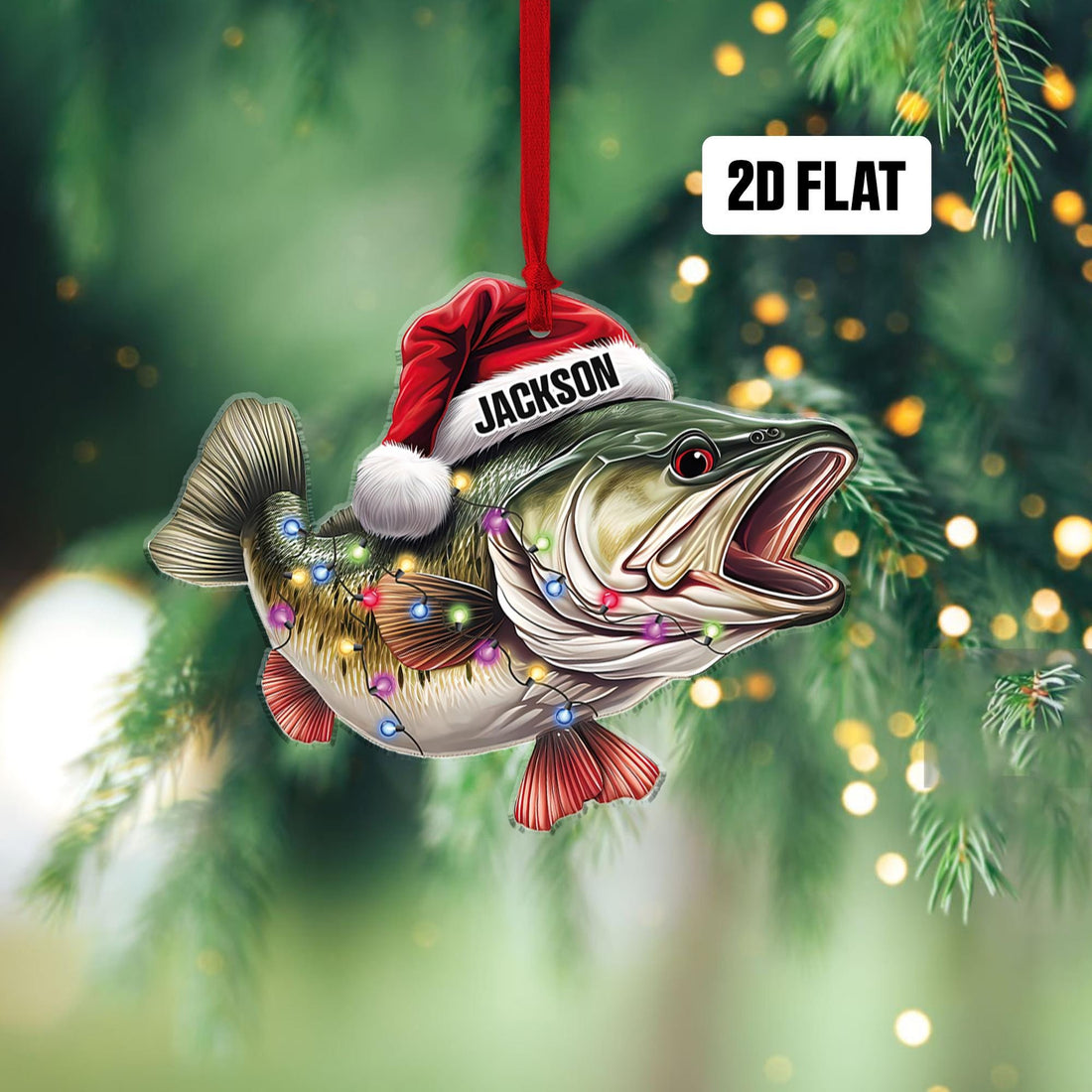 Bass Fish 2D Flat Ornament personalized custom shaped acrylic ornament, alternate view 2