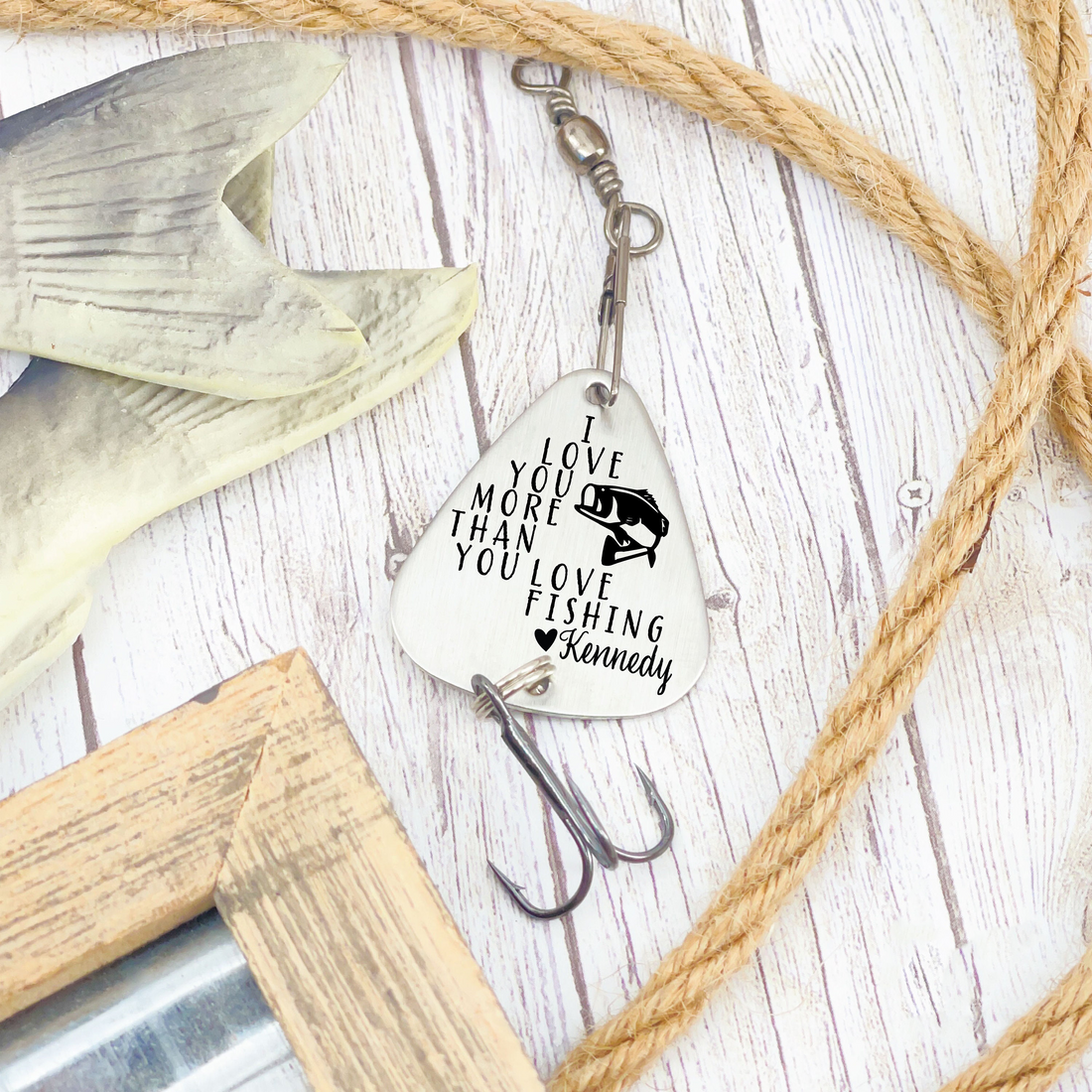 Personalized I Love You More Than You Love Fishing fishing lure, alternate view 3