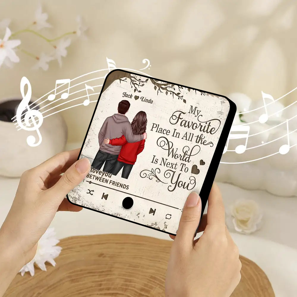 My Favorite Place In All The World - Couple Personalized Music Fridge Magnet - Anniversary & Valentine's Gift for Her/Him, Husband/Wife, Couples
