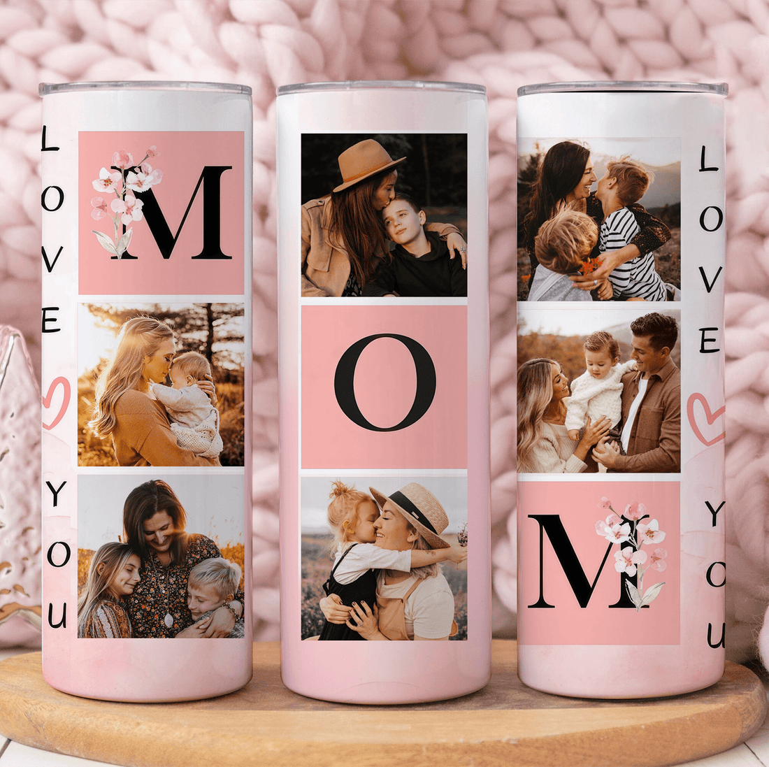 Custom Photo Mothers' Day Sakura Blossom Tumbler skinny tumbler, alternate view 3