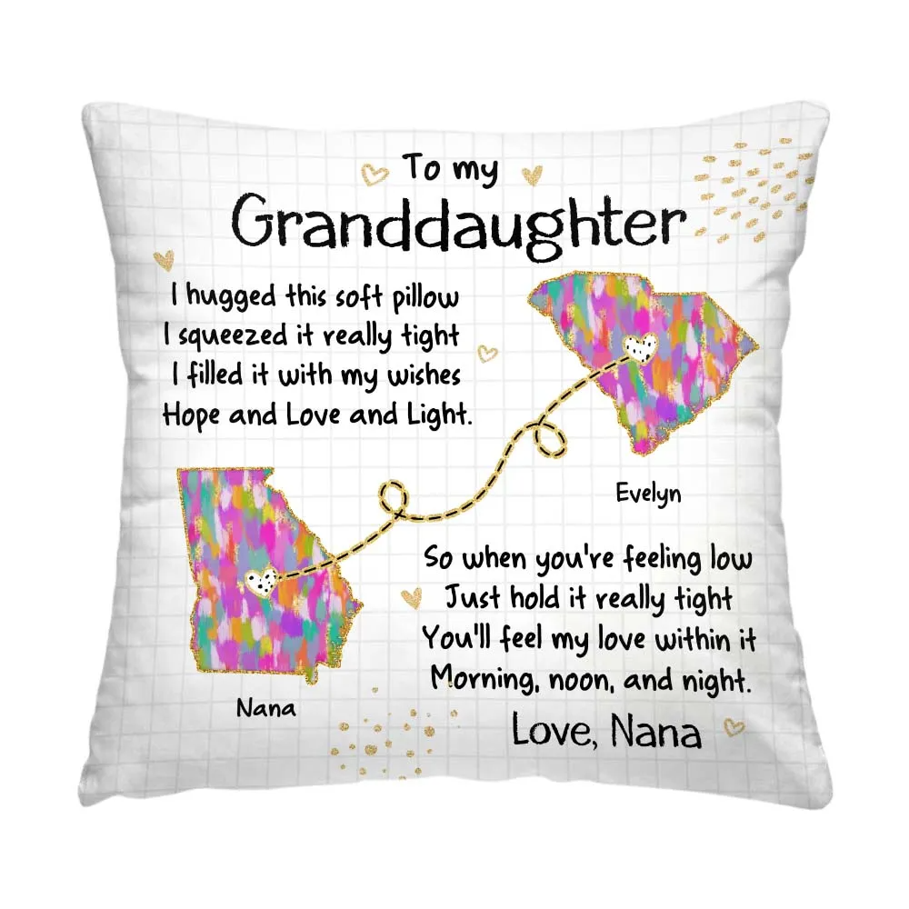 Long Distance Hug This Pillow - Personalized Custom Pillow - Gift For Granddaughter, Grandson, Kids