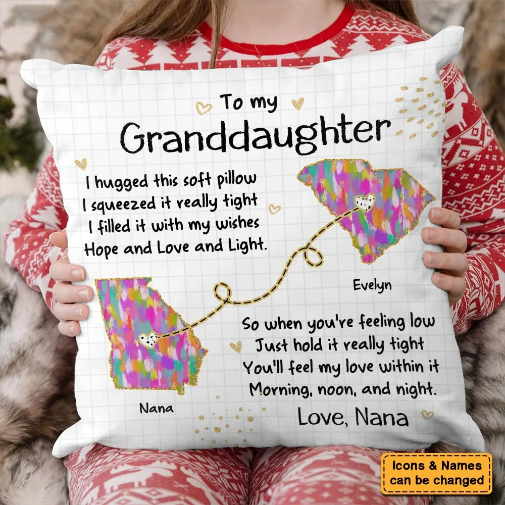 Long Distance Hug This Pillow - Personalized Custom Pillow - Gift For Granddaughter, Grandson, Kids