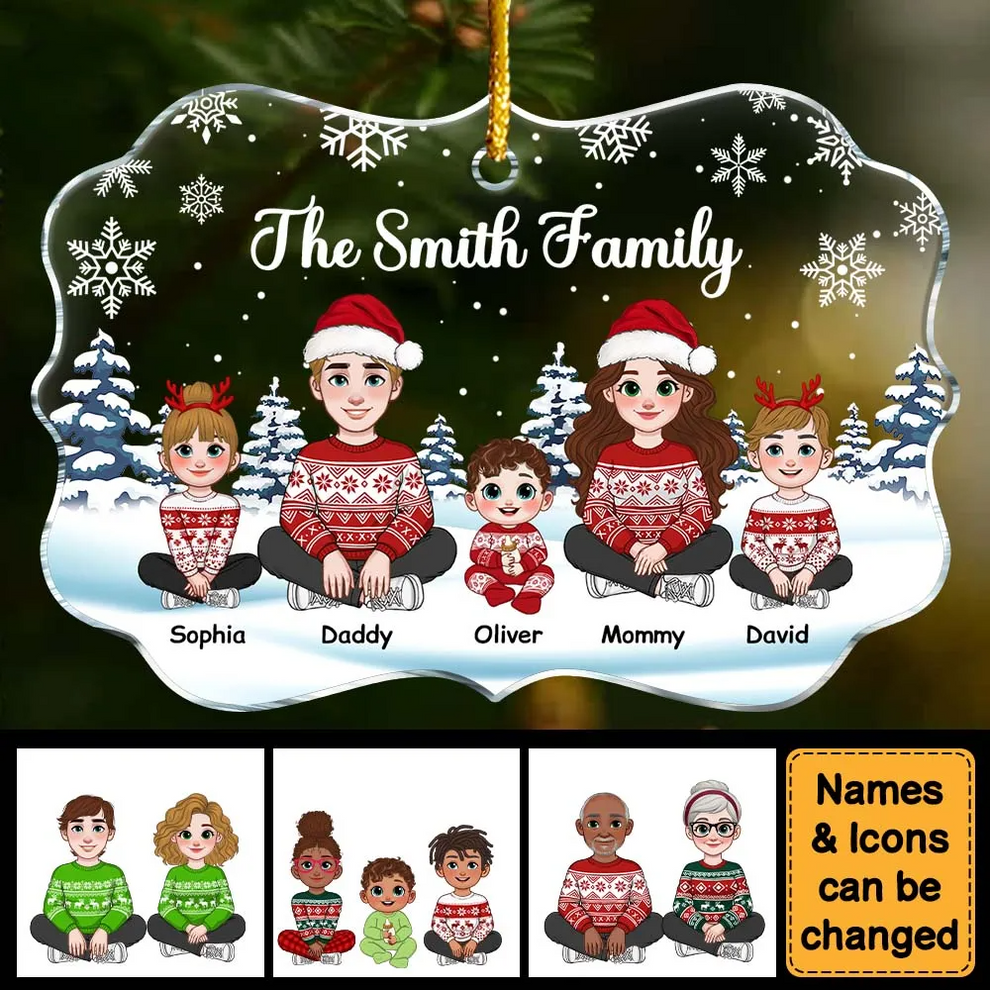 Christmas Family Ornament personalized medallion acrylic ornament, main view