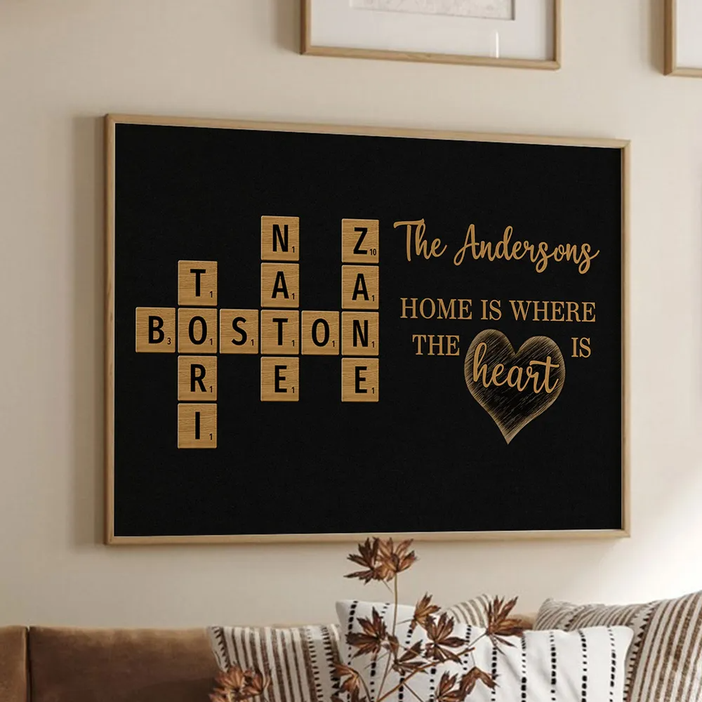 Family Whole Lot Of Love Crossword Puzzle Art - Personalized Horizontal Poster - Gift For Family Members, Mom and Dad
