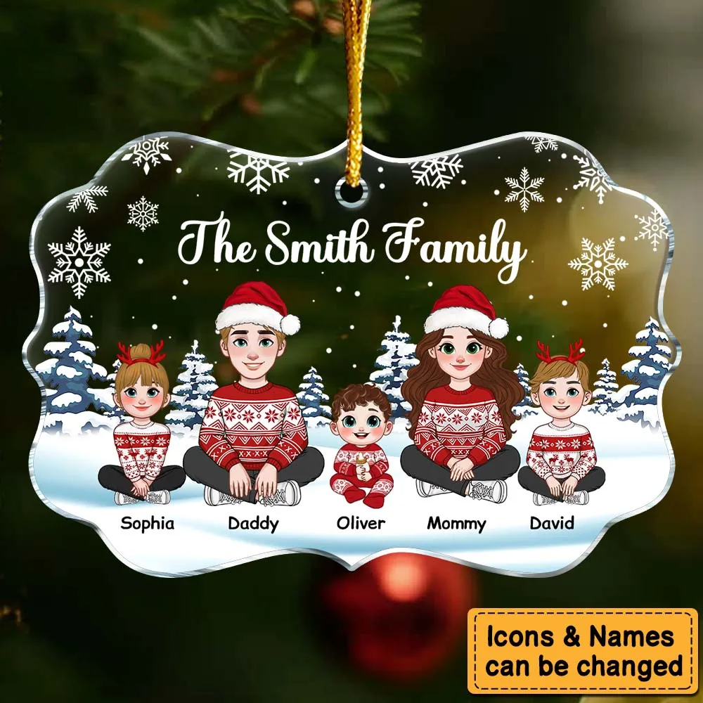 Christmas Family Ornament personalized medallion acrylic ornament, alternate view 2