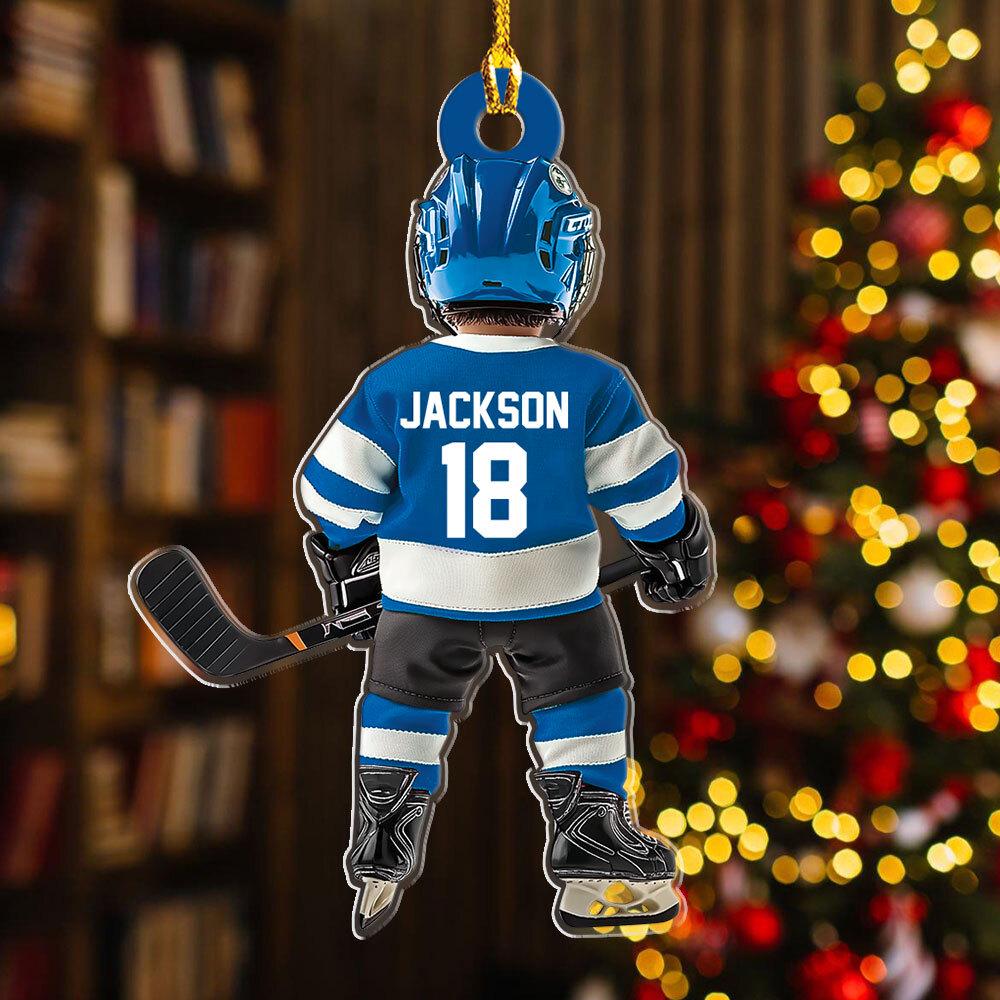 Ice Hockey Christmas - Personalized Custom Shaped Acrylic Ornament - Christmas Gift for Hockey Player, Hockey Lover, Son/Daughter, Grandkids