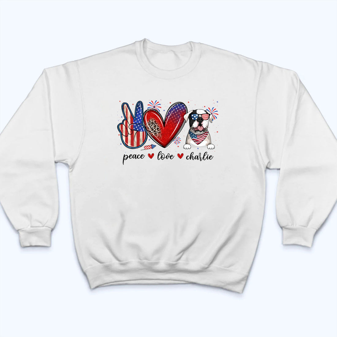 Peace Love Dogs USA Flag Pattern personalized t-shirt, alternate view 4