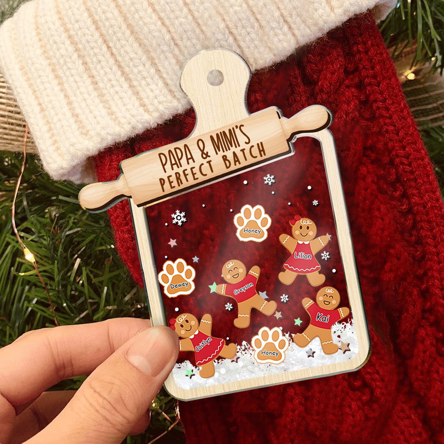 Grandma & Grandpa's Perfect Batch - Custom 3 Layers Shaker Ornament - Personalized Christmas Gift For Couple, Husband, Wife, Anniversary, Family