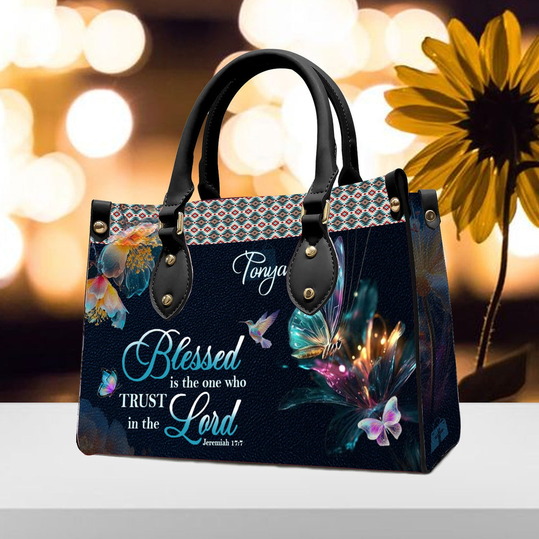 Personalized Blessed Is The One Who Trusts In The Lord handbag, carried on the shoulder