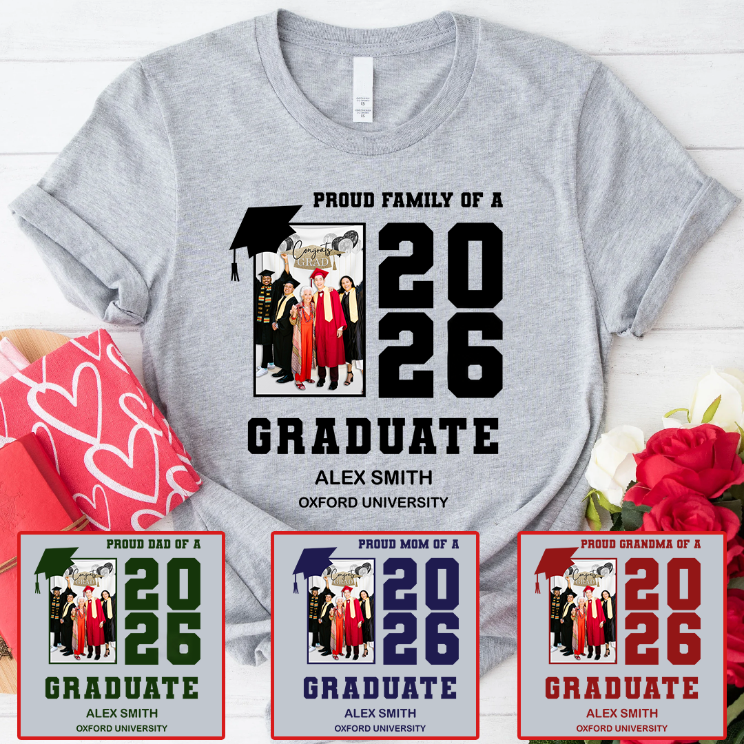 Custom Photo Proud Family Graduation t-shirt, alternate view 7