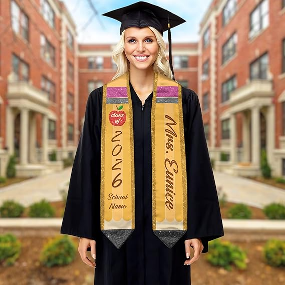 Personalized Pencil Stole Graduation stoles sash, alternate view 2