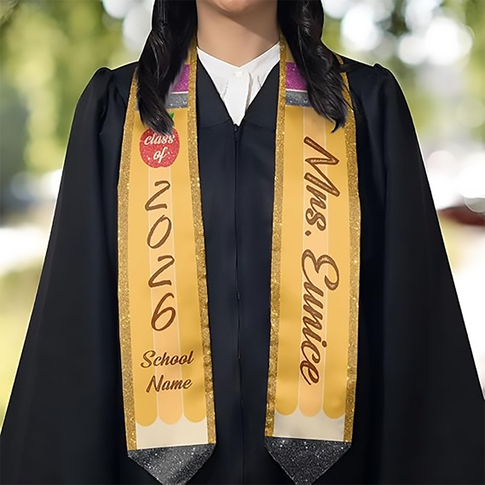 Personalized Pencil Stole Graduation stoles sash, main view