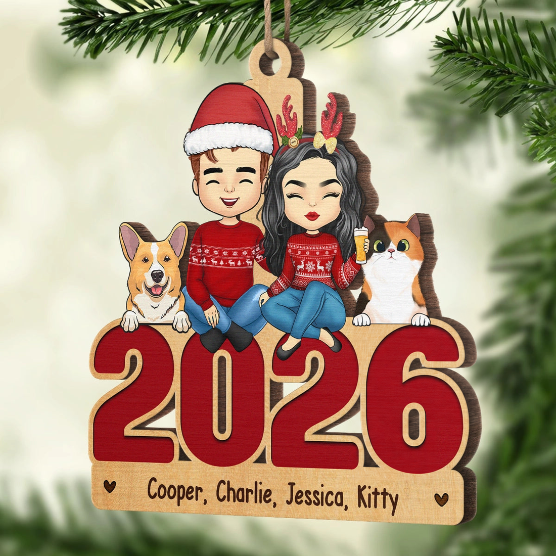 Happy Howlidays With All Our Love custom shaped acrylic ornament, alternate view 4