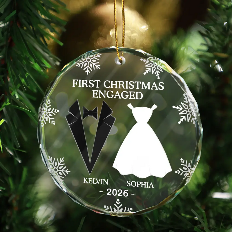 First Christmas As Married Couples - Personalized Heart Shaped Glass Ornament - Christmas Gift For Her/Him, Husband/Wife, Couples
