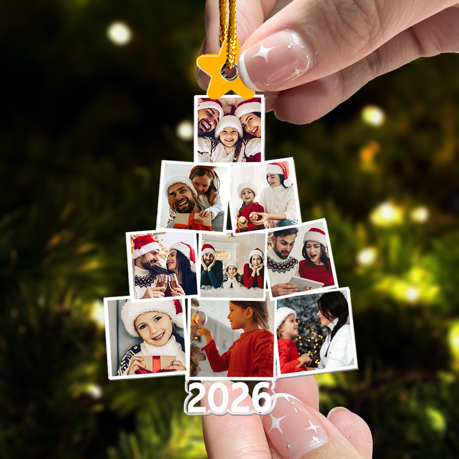 Custom Photo Family Tree Christmas personalized custom shaped acrylic ornament, alternate view 3