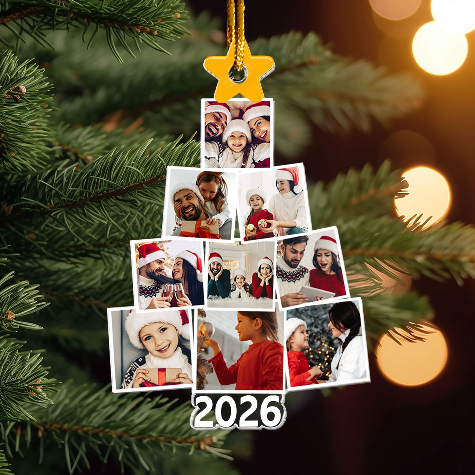Custom Photo Family Tree Christmas personalized custom shaped acrylic ornament, main view