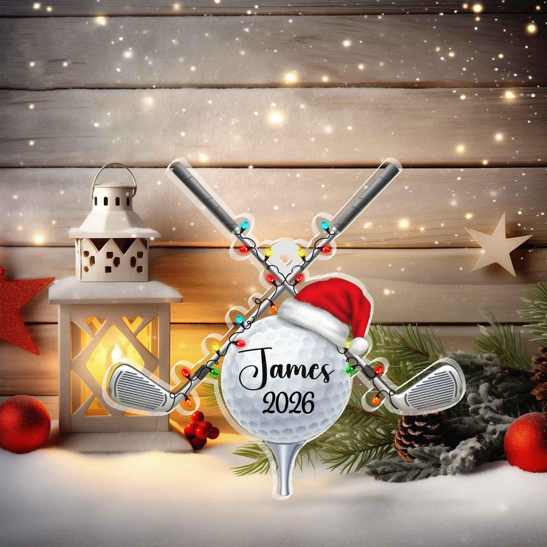 Golf Ball Christmas Ornament personalized custom shaped acrylic ornament, alternate view 3