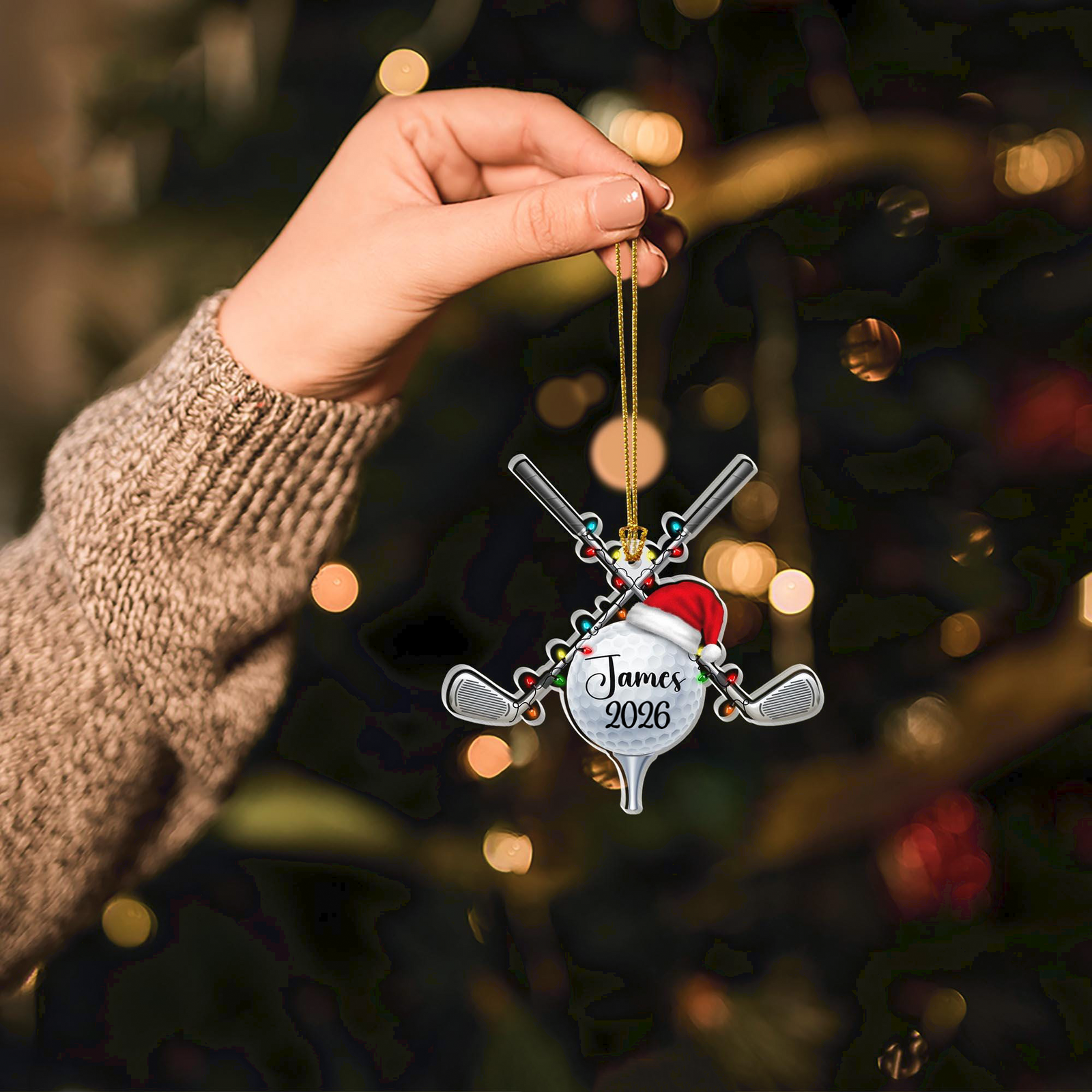 Golf Ball Christmas Ornament - Personalized Custom Shaped Acrylic Ornament - Christmas Gift For Golfers, Golf Lovers