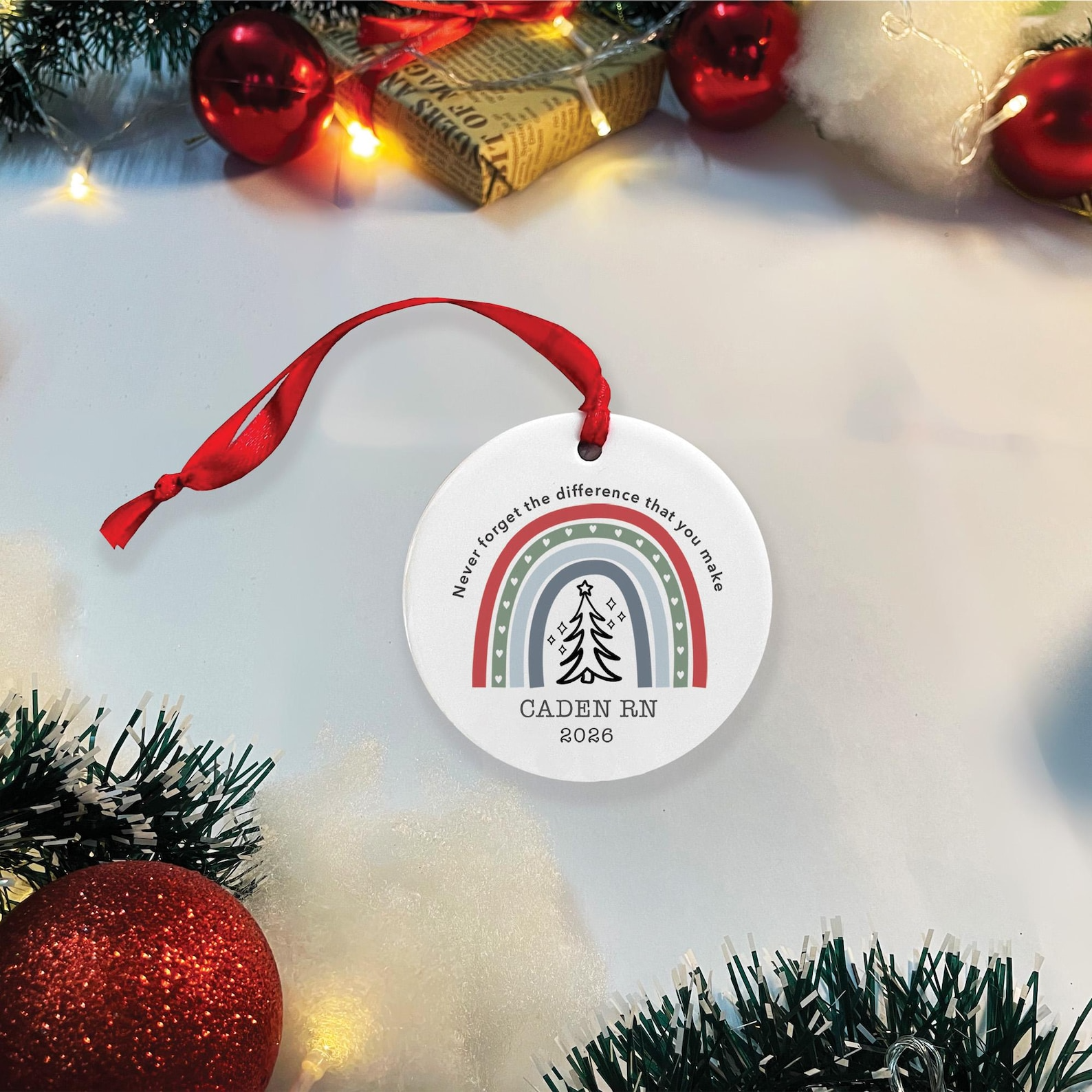 Not All Heroes Wear Capes Nurse - Personalized Circle Ceramic Ornament - Christmas Gift For Nurse, CNA, Registered RN, Healthcare Worker