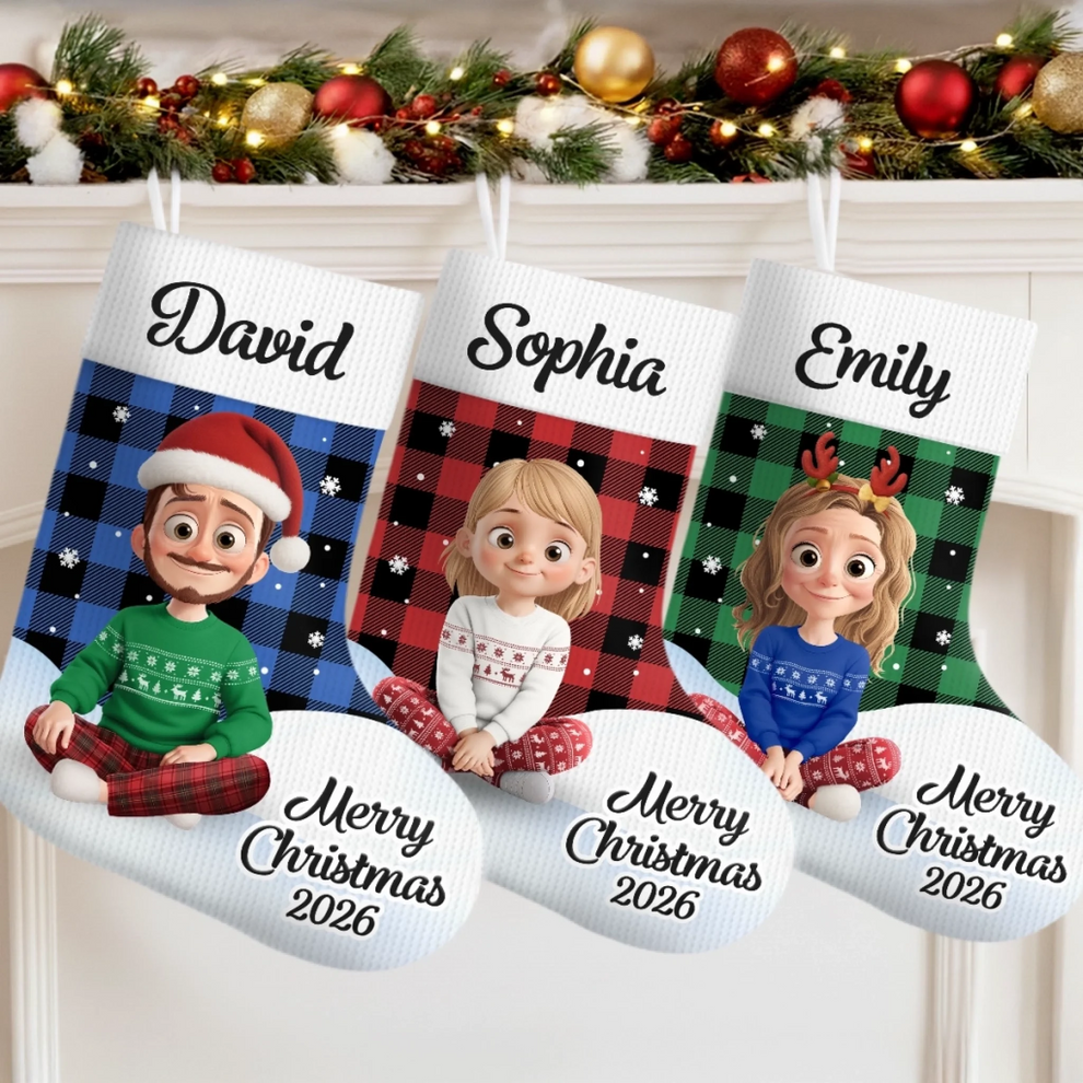 Personalized Santa’s Favorites, All Lined Up Christmas stocking, main view