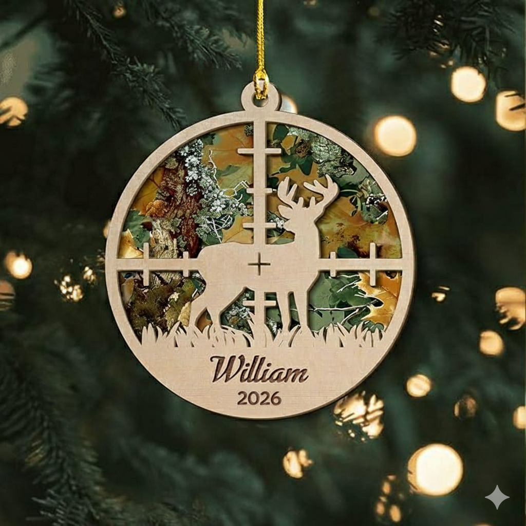 Hunting Christmas Ornament - Personalized Custom 2-layered Wood Ornament - Christmas Gift For Hunter, Outdoor Hunting