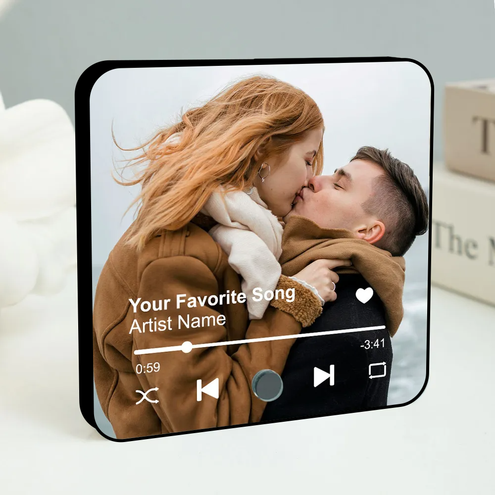 Custom Photo & Favorite Song - Couple Personalized Music Fridge Magnet - Anniversary & Valentine's Gift for Her/Him, Husband/Wife, Couples