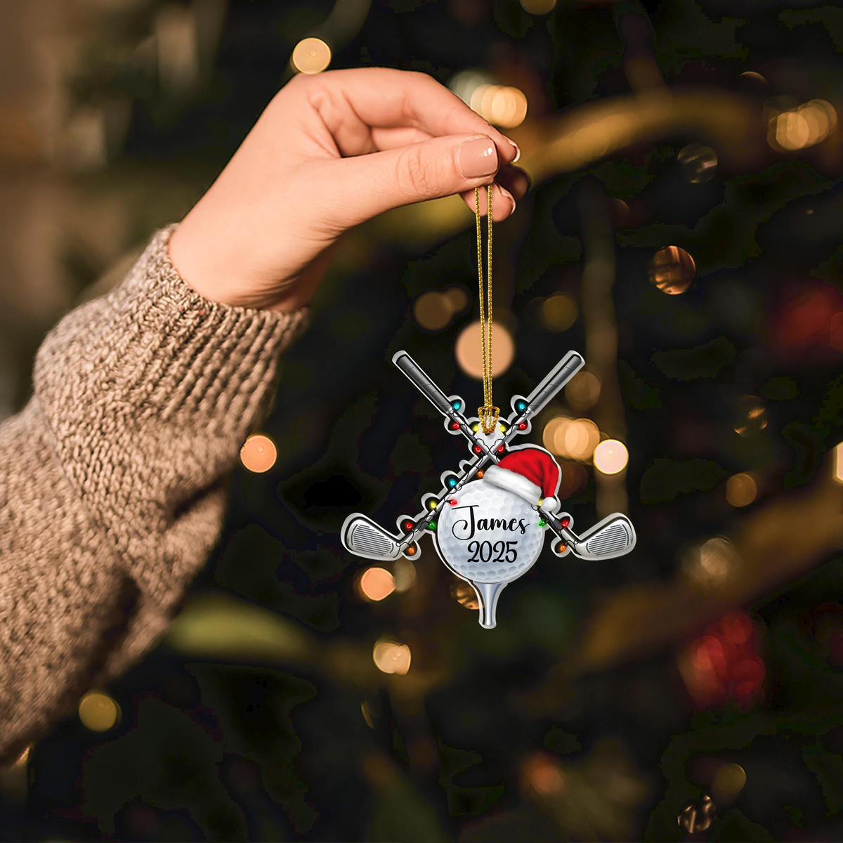 Golf Ball Christmas Ornament - Personalized Custom Shaped Acrylic Ornament - Christmas Gift For Golfers, Golf Lovers