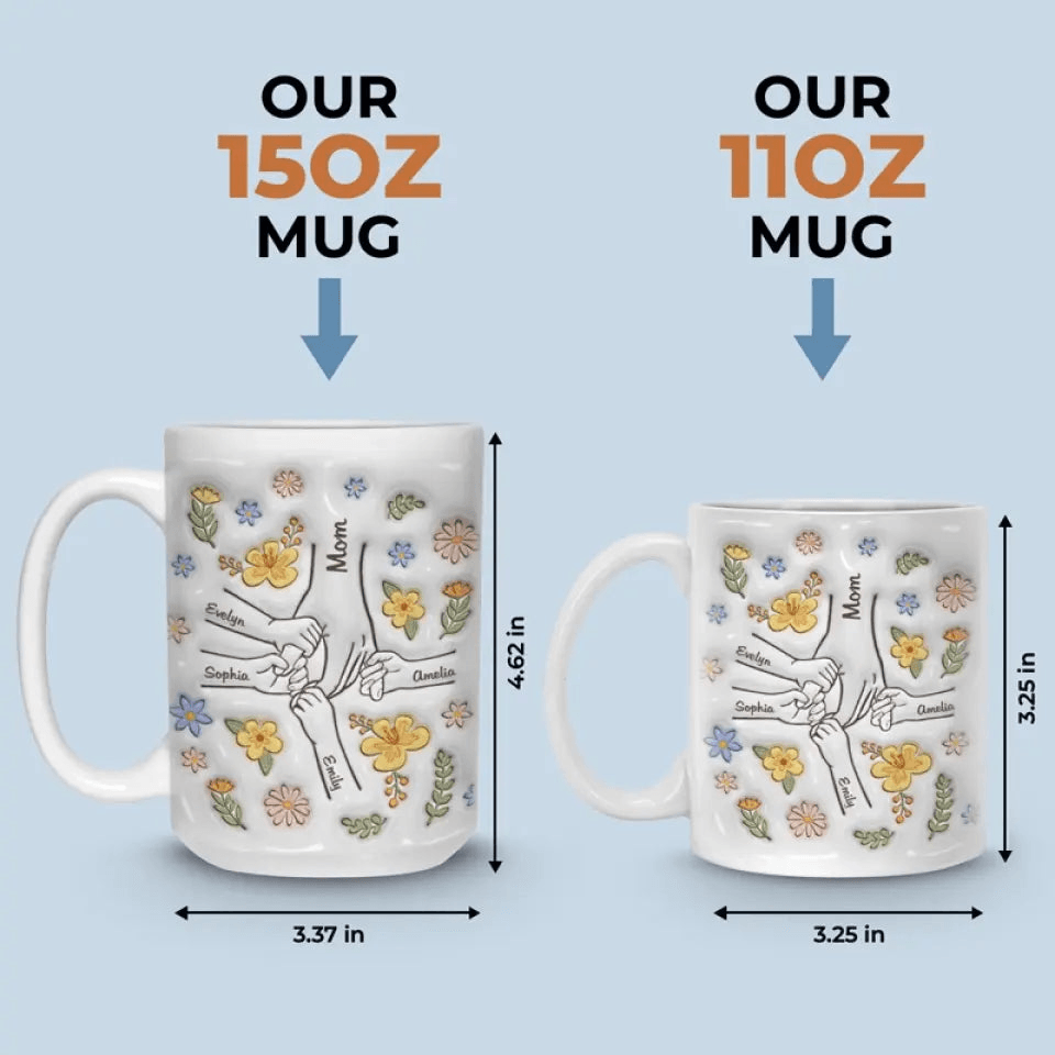 You Hold Our Hands, Also Our Hearts - Personalized 3D Inflated Effect Printed Mug - Gift for Mom, Wife, Grandma, Mother's Day - Suzitee Store