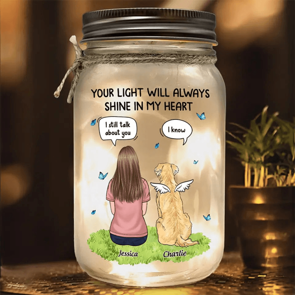 Personalized Mason Jar Memorial Light personalized mason jar light, main view